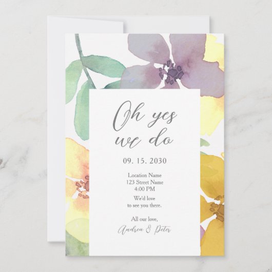 ワイルドフラワーカラフルウェディングレセプション招待状 招待状 (正面)