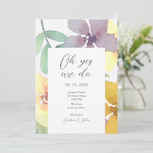 ワイルドフラワーカラフルウェディングレセプション招待状 招待状 (スタンド正面)