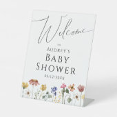 ワイルドフラワーカラフルウェルカムベビーシャワー 台座サイン (正面)