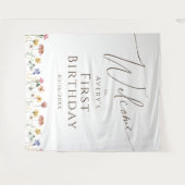 ワイルドフラワーカラフルウェルカム誕生日背景 タペストリー (正面(横))