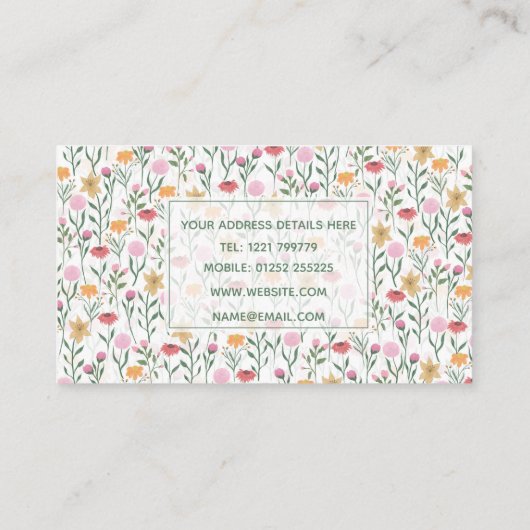 ワイルドフラワーカラフルウォーターのカラーデザイン 名刺 (裏面)