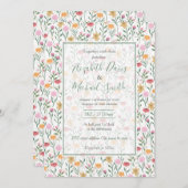 ワイルドフラワーカラフルウォーターのカラーデザイン 招待状 (正面/裏面)