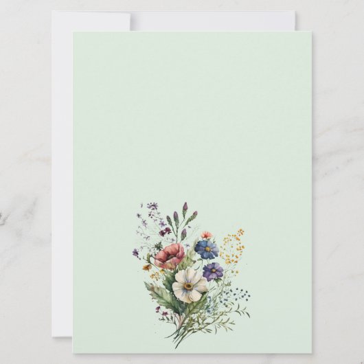 ワイルドフラワーカラフルウォーターのカラーブライダルシャワー 招待状 (裏面)