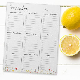 ワイルドフラワーカラフルウォーターの色フローラ食料品一覧 ノートパッド