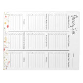 ワイルドフラワーカラフルウォーターの色フローラ食料品一覧 ノートパッド (正面)