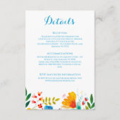 ワイルドフラワーカラフルウォーター色の結婚詳細 エンクロージャーカード (正面)