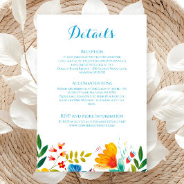 ワイルドフラワーカラフルウォーター色の結婚詳細 エンクロージャーカード