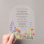 ワイルドフラワーカラフルエレガントなウェディングアーチ アクリル招待状 (インサイチュ (ポータブル))