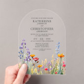ワイルドフラワーカラフルエレガントなウェディングアーチ アクリル招待状 (インサイチュ (ポータブル))
