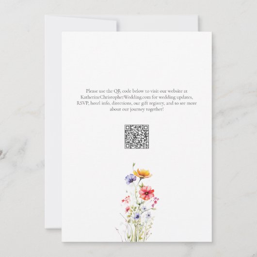 ワイルドフラワーカラフルエレガントな結婚式 招待状 (裏面)