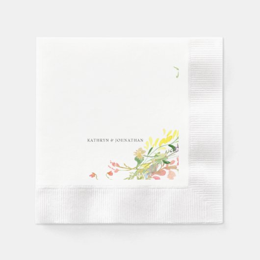 ワイルドフラワーカラフルカクテル 縁ありカクテルナプキン (正面)