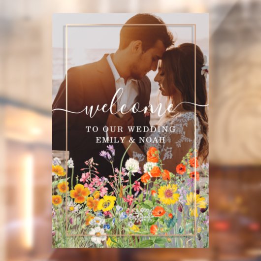 ワイルドフラワーカラフルカントリーのウェディングウェルカムフォト ウィンドウサイン (シート2)