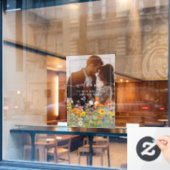 ワイルドフラワーカラフルカントリーのウェディングウェルカムフォト ウィンドウサイン (カフェ窓)