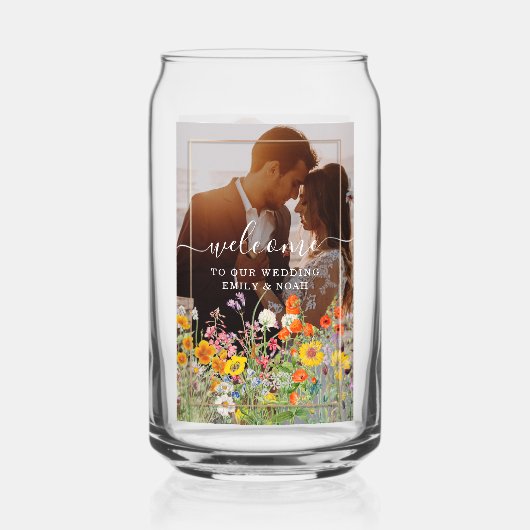 ワイルドフラワーカラフルカントリーのウェディングウェルカムフォト ガラス缶 (正面)