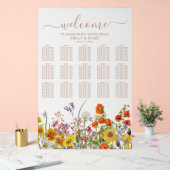 ワイルドフラワーカラフルカントリーの結婚式のシーティングチャート アクリルサイン (ウェディング)