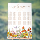 ワイルドフラワーカラフルカントリーの結婚式のシーティングチャート アクリルサイン (ニュートラル)