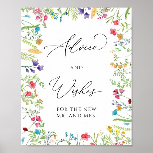 ワイルドフラワーカラフルガーデンアドバイスとウィッシュ ポスター (正面)