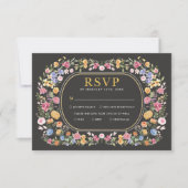 ワイルドフラワーカラフルガーデンパーティーウェディングRSVPカード カード (正面)