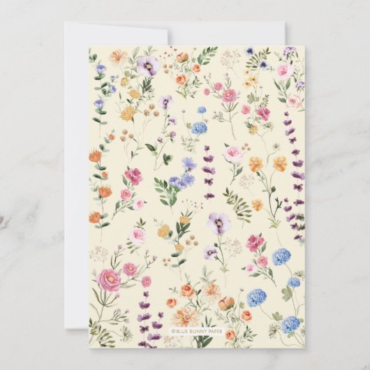 ワイルドフラワーカラフルガーデンブライダルシャワーの招待 招待状 (裏面)