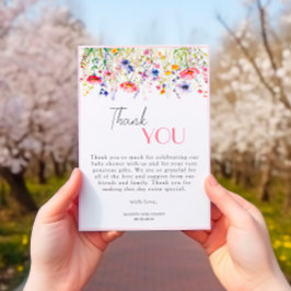 ワイルドフラワーカラフルガールベビーシャワー サンキューカード