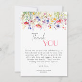 ワイルドフラワーカラフルガールベビーシャワー サンキューカード (正面)
