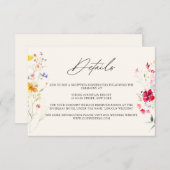 ワイルドフラワーカラフルクリーム | ブラック結婚詳細 エンクロージャーカード (正面/裏面)