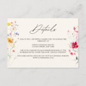 ワイルドフラワーカラフルクリーム | ブラック結婚詳細 エンクロージャーカード (正面)