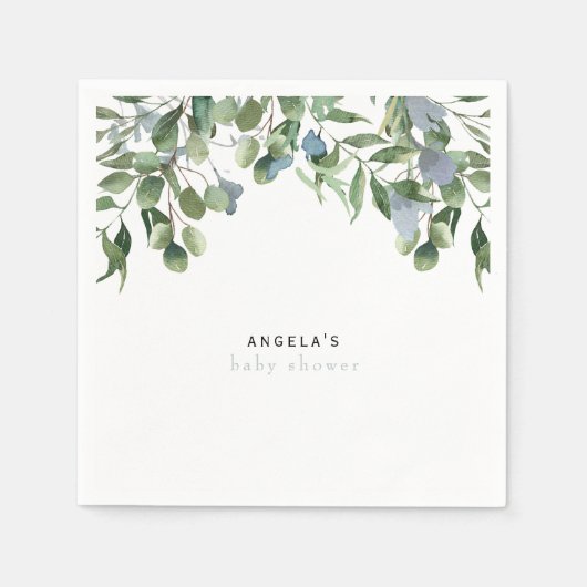 ワイルドフラワーカラフルグリーンカスタムリーベビー スタンダードカクテルナプキン (正面)