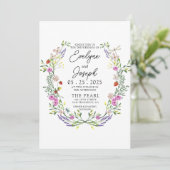ワイルドフラワーカラフルグリーンフローラ結婚リース 招待状 (スタンド正面)