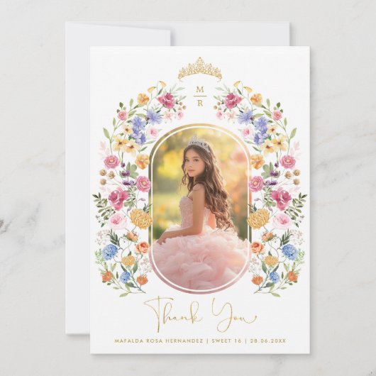 ワイルドフラワーカラフルスウィート16キンセアニェラ写真 サンキューカード (正面)