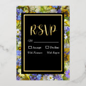 ワイルドフラワーカラフルズウェディングRSVP 箔招待状 (正面)
