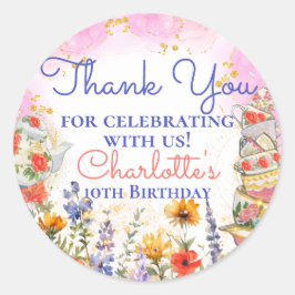 ワイルドフラワーカラフルズガーデンティーパーティーありがとう ラウンドシール