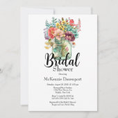 ワイルドフラワーカラフルズジャーブライダルシャワー 招待状 (正面)