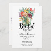 ワイルドフラワーカラフルズジャーブライダルシャワー 招待状 (正面/裏面)
