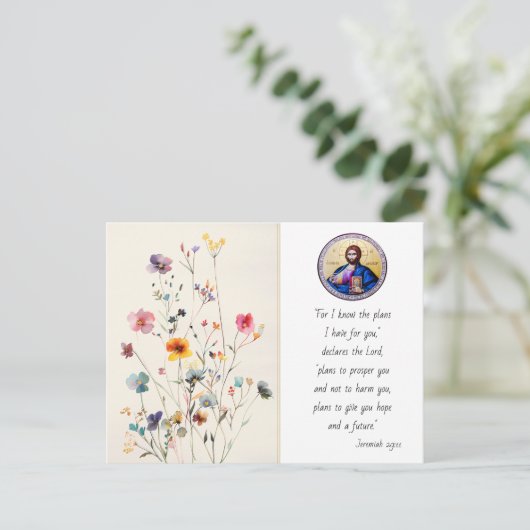 ワイルドフラワーカラフルズパントクリエーター正統誕生日 ポストカード (スタンド正面)