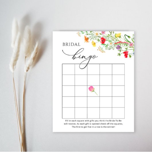 ワイルドフラワーカラフルズブライダルシャワービンゴゲーム