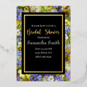 ワイルドフラワーカラフルズブライダルシャワー 箔招待状 (正面)