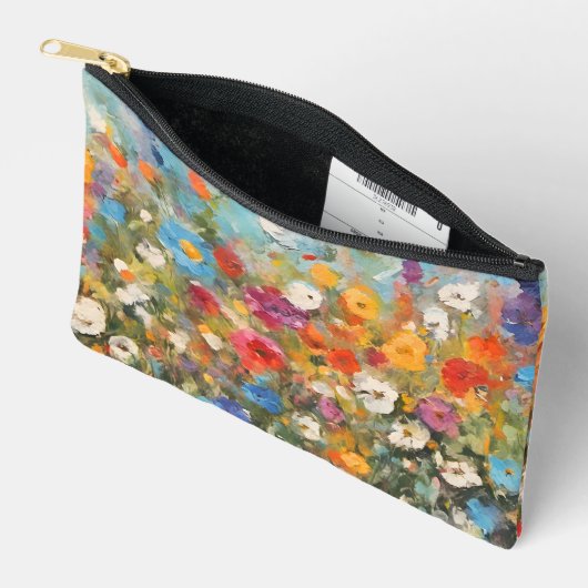 ワイルドフラワーカラフルズ化粧品または アクセサリーポーチ (見開き)