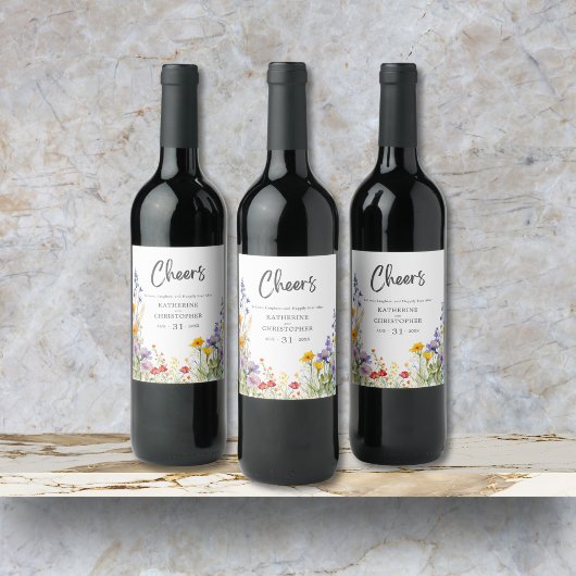 ワイルドフラワーカラフルズ応援エレガントな結婚式 ワインラベル