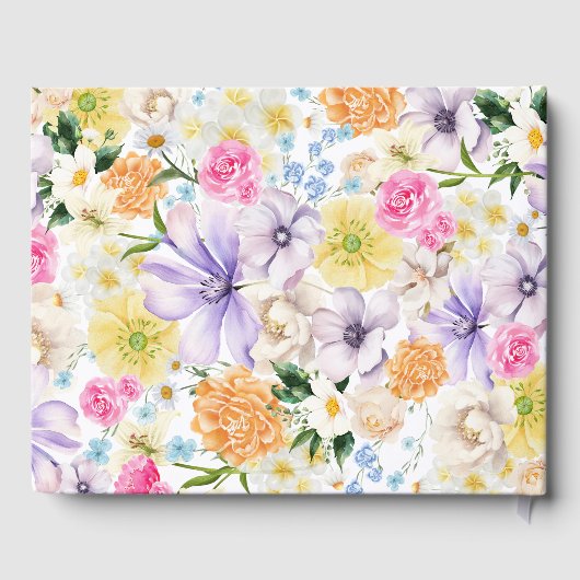 ワイルドフラワーカラフルズ春開花庭園の結婚式 ゲストブック (裏面)