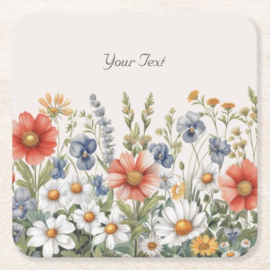 ワイルドフラワーカラフルズ紙コースター スクエアペーパーコースター (正面)