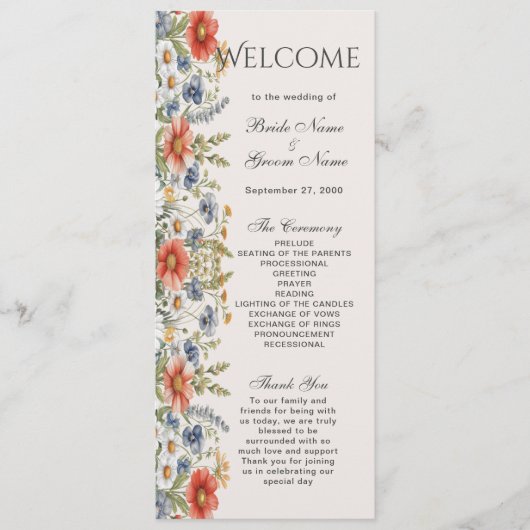 ワイルドフラワーカラフルズ結婚式 プログラム (正面)