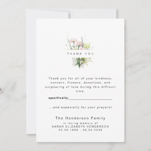 ワイルドフラワーカラフルズ葬式 サンキューカード (正面)