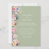 ワイルドフラワーカラフルセージ緑結婚の花 招待状 (正面)
