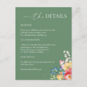 ワイルドフラワーカラフルセージ緑結婚の詳細 エンクロージャーカード (正面)