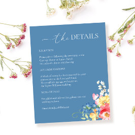 ワイルドフラワーカラフルダスティブルー結婚ズ詳細 エンクロージャーカード