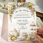ワイルドフラワーカラフルティーパーティーブライダルシャワー 招待状