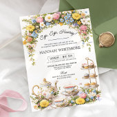 ワイルドフラワーカラフルティーパーティーブライダルシャワー 招待状