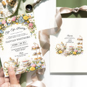 ワイルドフラワーカラフルティーパーティーブライダルシャワー 招待状