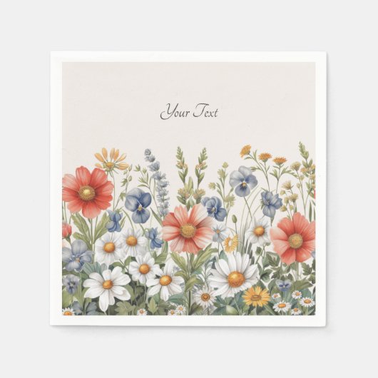 ワイルドフラワーカラフルナプキン スタンダードカクテルナプキン (正面)